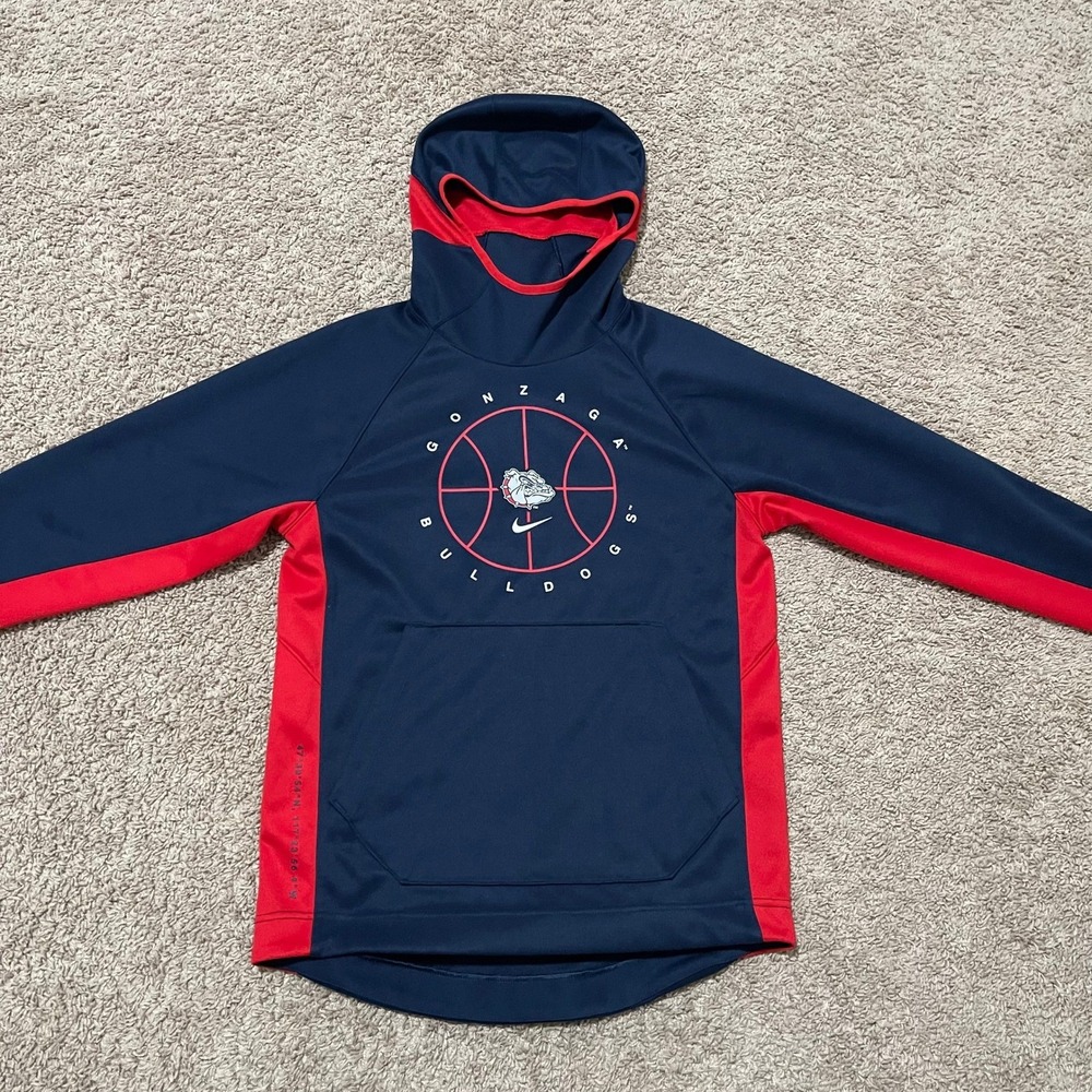 Gonzaga University Bulldogs Hoodie Mens Small Navy Blue Red Nike Basketball - Picture 2 of 12